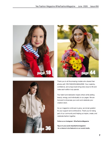 Yes Fashion Magazine, Issue #94, June 2026, Kids Teens Edition, page 7
