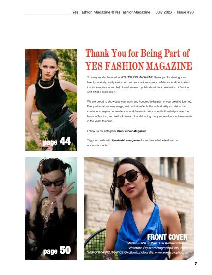 Йес Фэшн, журнал. Мода, июль 2026, выпуск 98 (Yes Fashion Magazine, Issue #98, July 2026, Fashion Edition), page 7