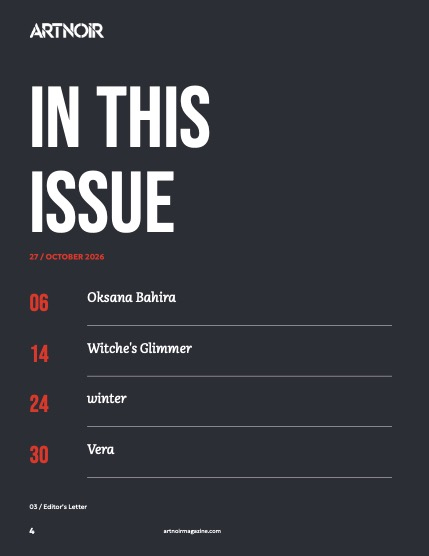 ARTNOIR Issue 27, October 2026, page 4