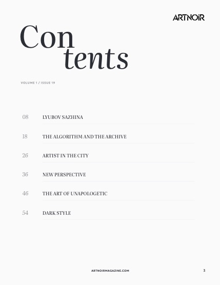 ARTNOIR Issue 19, September 2026, page 3