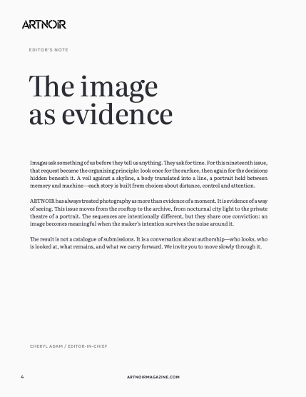 ARTNOIR Issue 19, September 2026, page 4