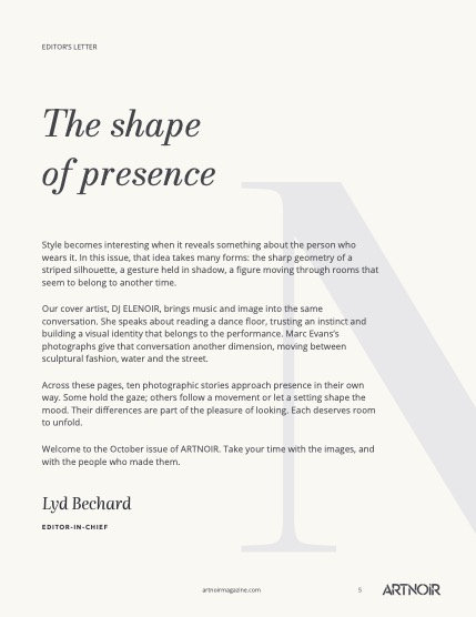 ARTNOIR Issue 23 vol 1, October 2026, page 5