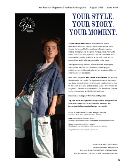 Yes Fashion Magazine, Issue #104, August 2026, Kids and Teens Edition, page 5