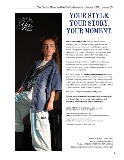 Йес Фэшн, журнал. Дети и подростки, август 2026, выпуск 104 (Yes Fashion Magazine, Issue #104, August 2026, Kids and Teens Edition), page 5