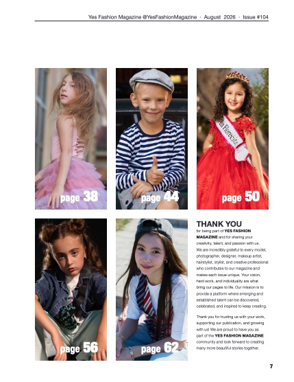 Yes Fashion Magazine, Issue #104, August 2026, Kids and Teens Edition, page 7