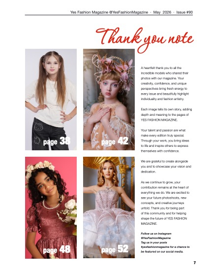 Yes Fashion Magazine, Issue #90, May 2026, Kids Teens Edition, page 7