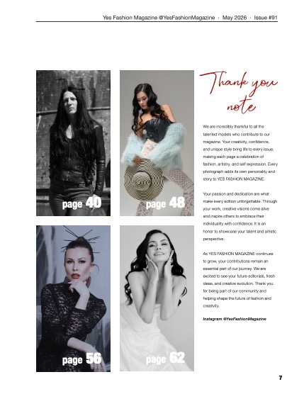 Yes Fashion Magazine, Issue #91, May 2026, Fashion Edition, page 7