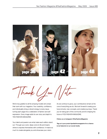 Yes Fashion Magazine, Issue #89, May 2026, Fashion Edition, page 7