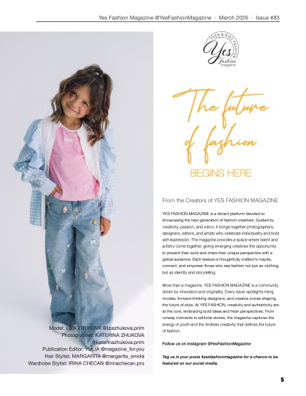 Yes Fashion Magazine, Issue #83, Kids & Teens Edition, March 2026, page 5