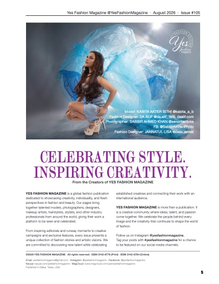 Yes Fashion Magazine, Issue #105, August 2026, Fashion Edition, page 5